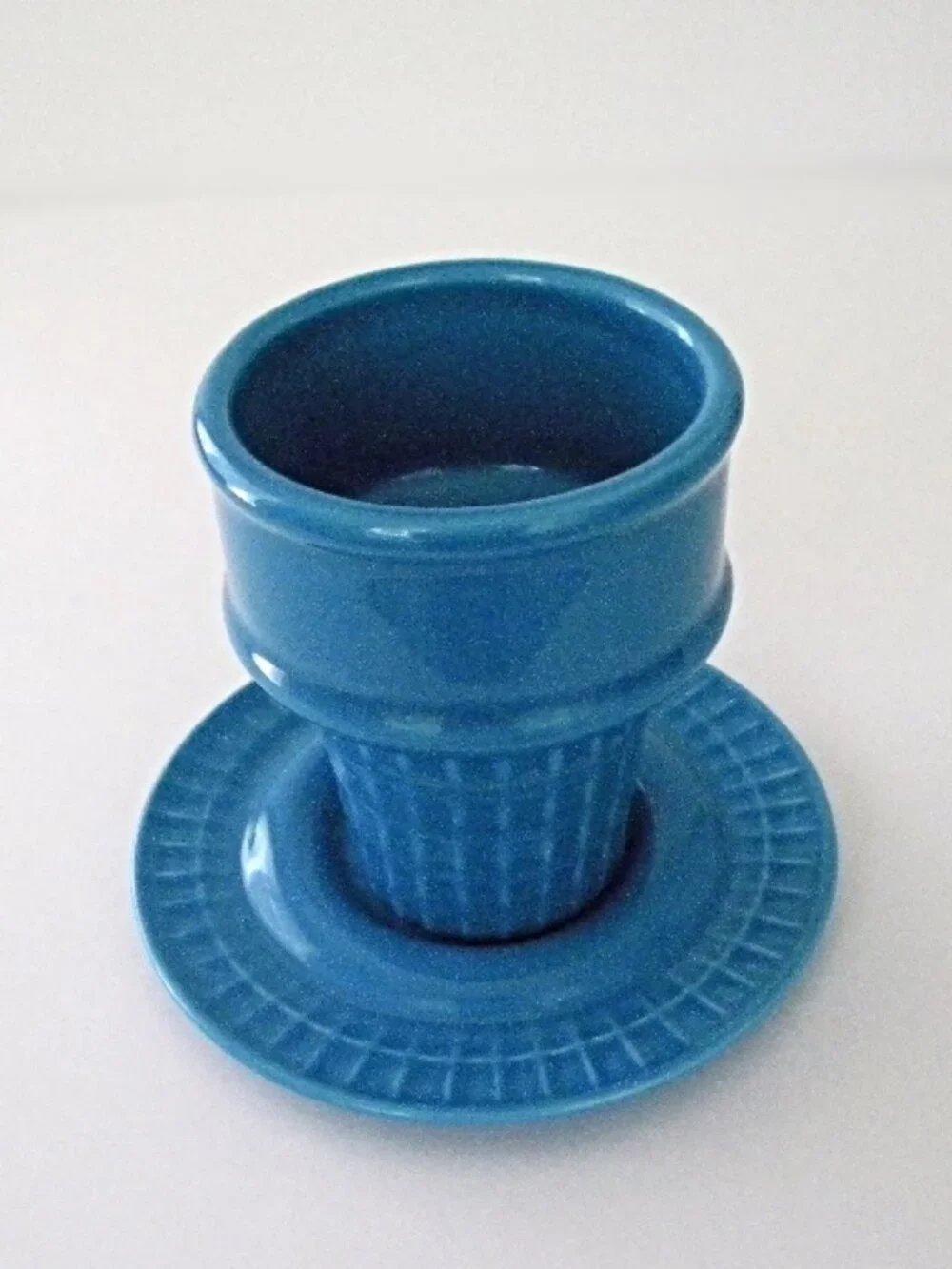 Liz Ross for BIA Ice Cream Cone Cup and Saucer Set The Monkey Peddler Blue